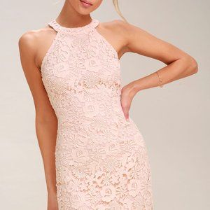 Lulu's Love Poem Blush Pink Lace Mini Dress